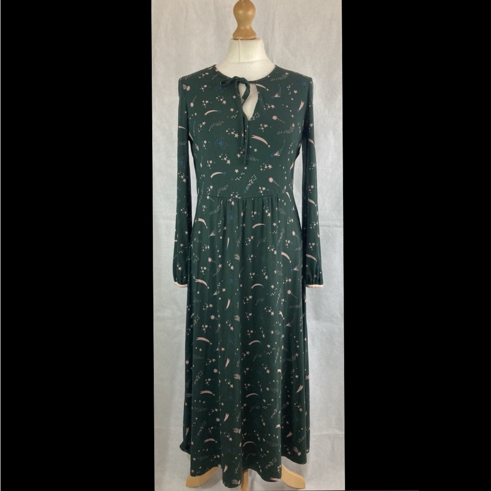Boden Chatsworth Flora Midi Star Flora Jersey Midi Dress Cosmic Shooting Stars - Picture 3 of 13